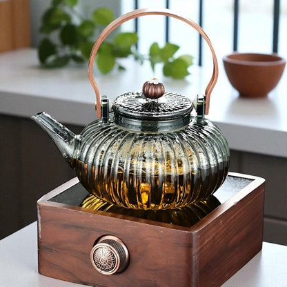 Théière en verre fleur de thé – Rétro chic sculptural