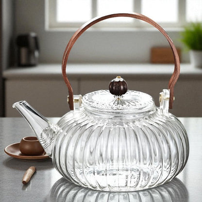 Théière en verre fleur de thé – Rétro chic sculptural