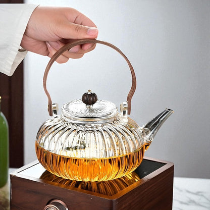 Théière en verre fleur de thé – Rétro chic sculptural