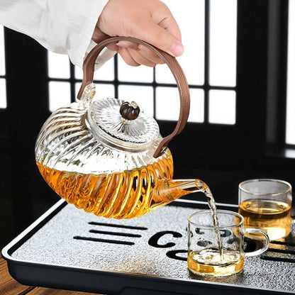 Théière en verre fleur de thé – Rétro chic sculptural