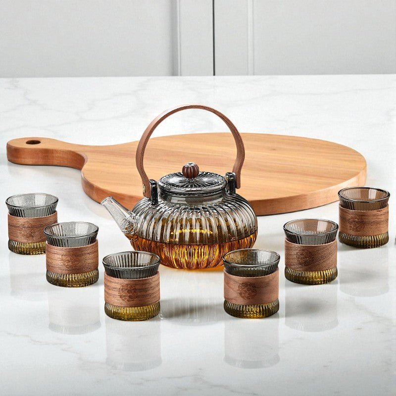 Théière en verre fleur de thé – Rétro chic sculptural