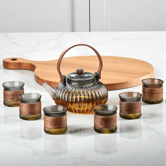 Théière en verre fleur de thé – Rétro chic sculptural