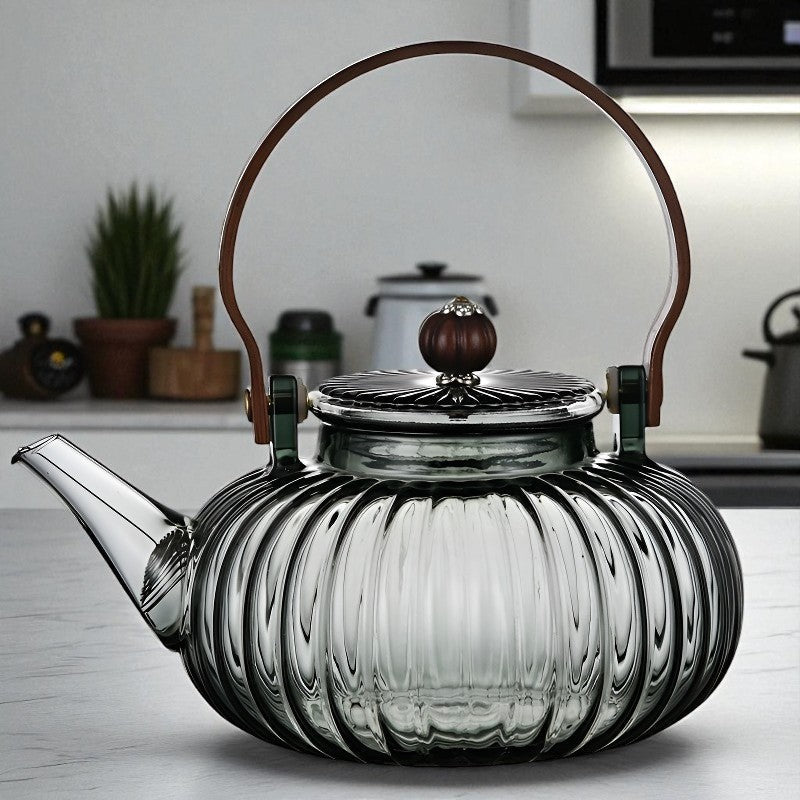 Théière en verre fleur de thé – Rétro chic sculptural