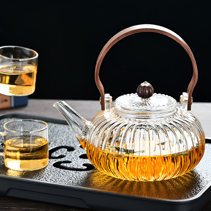 Théière en verre fleur de thé – Rétro chic sculptural