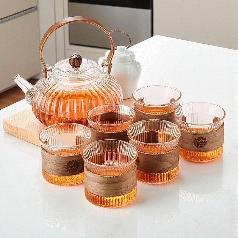 Théière en verre fleur de thé – Rétro chic sculptural