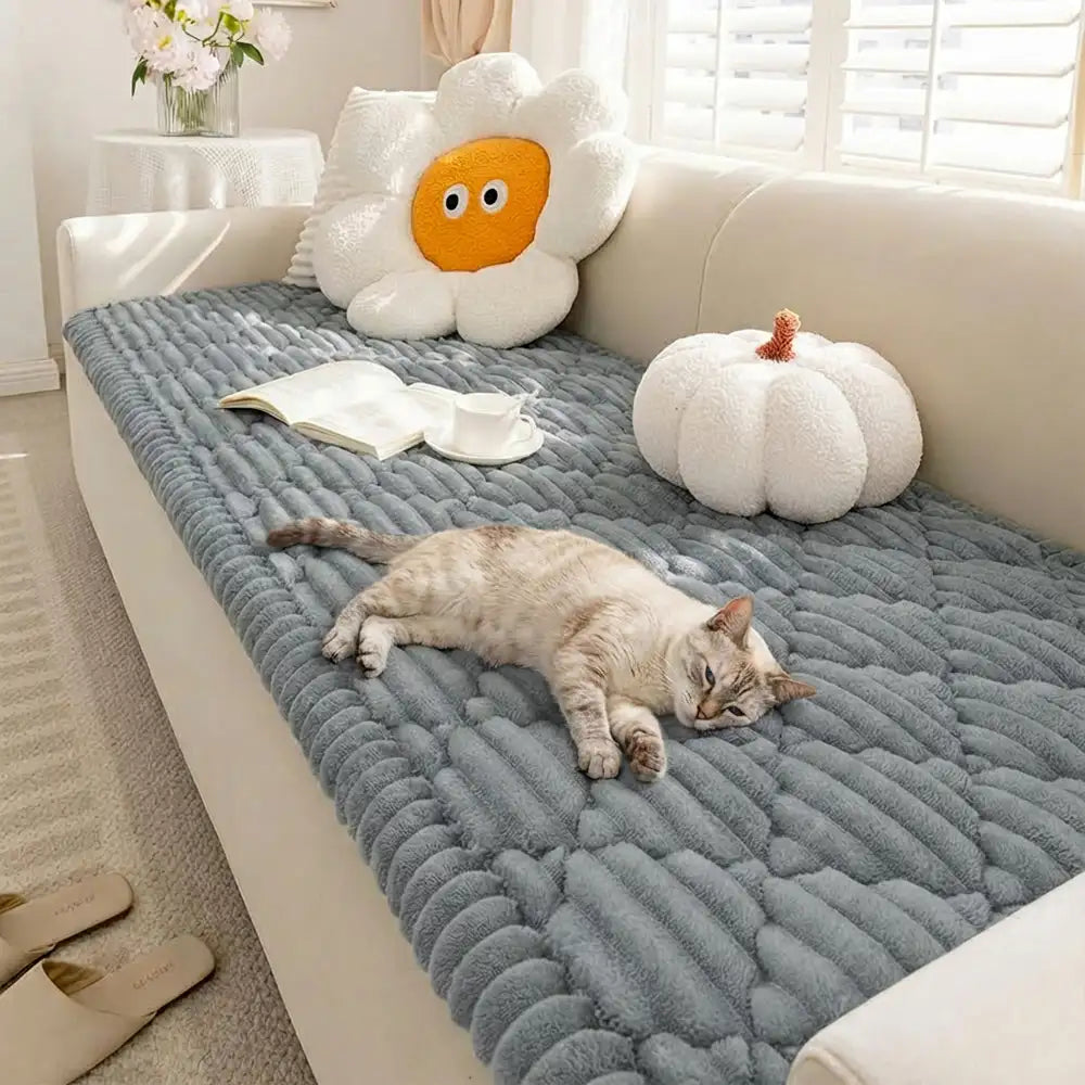 Housse de protection pour canapé en peluche lavable avec dos antidérapant pour animaux de compagnie