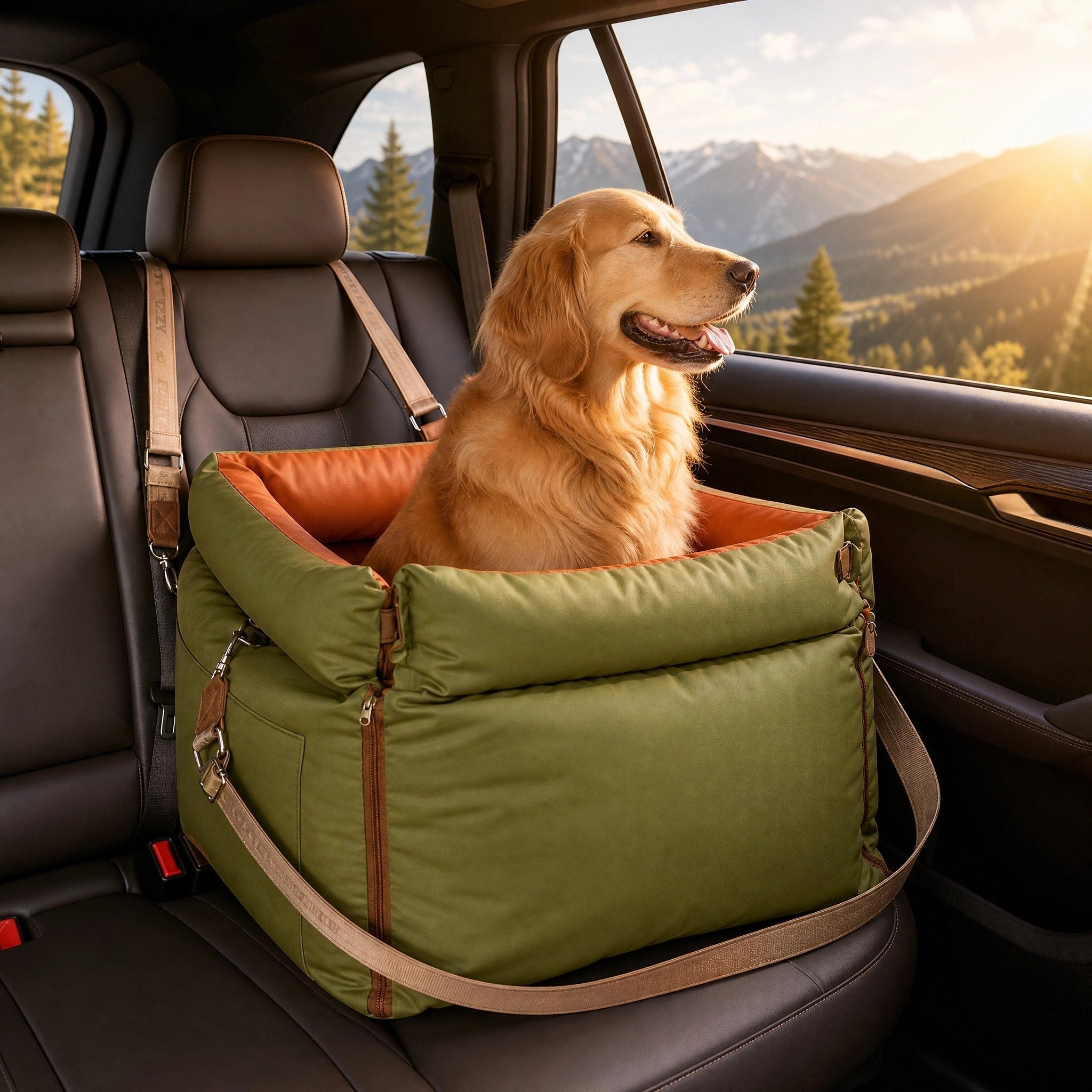 Siège auto imperméable pour chien avec système LATCH, laisse de sécurité et lit de voyage extensible