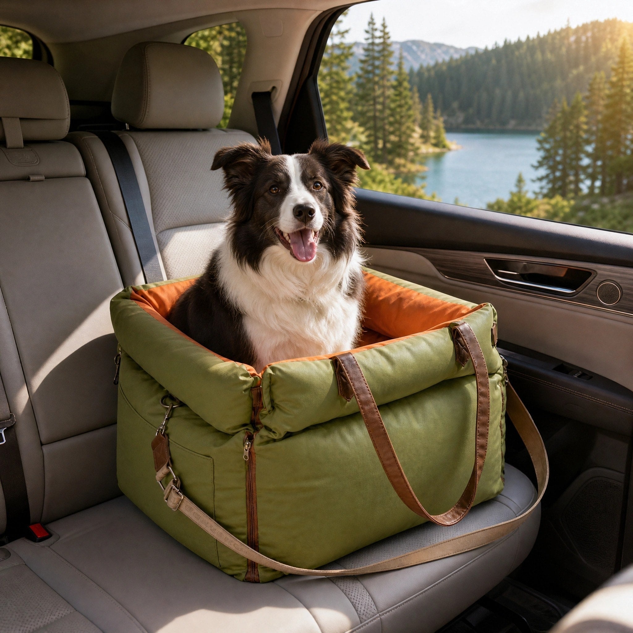 Siège auto imperméable pour chien avec système LATCH, laisse de sécurité et lit de voyage extensible