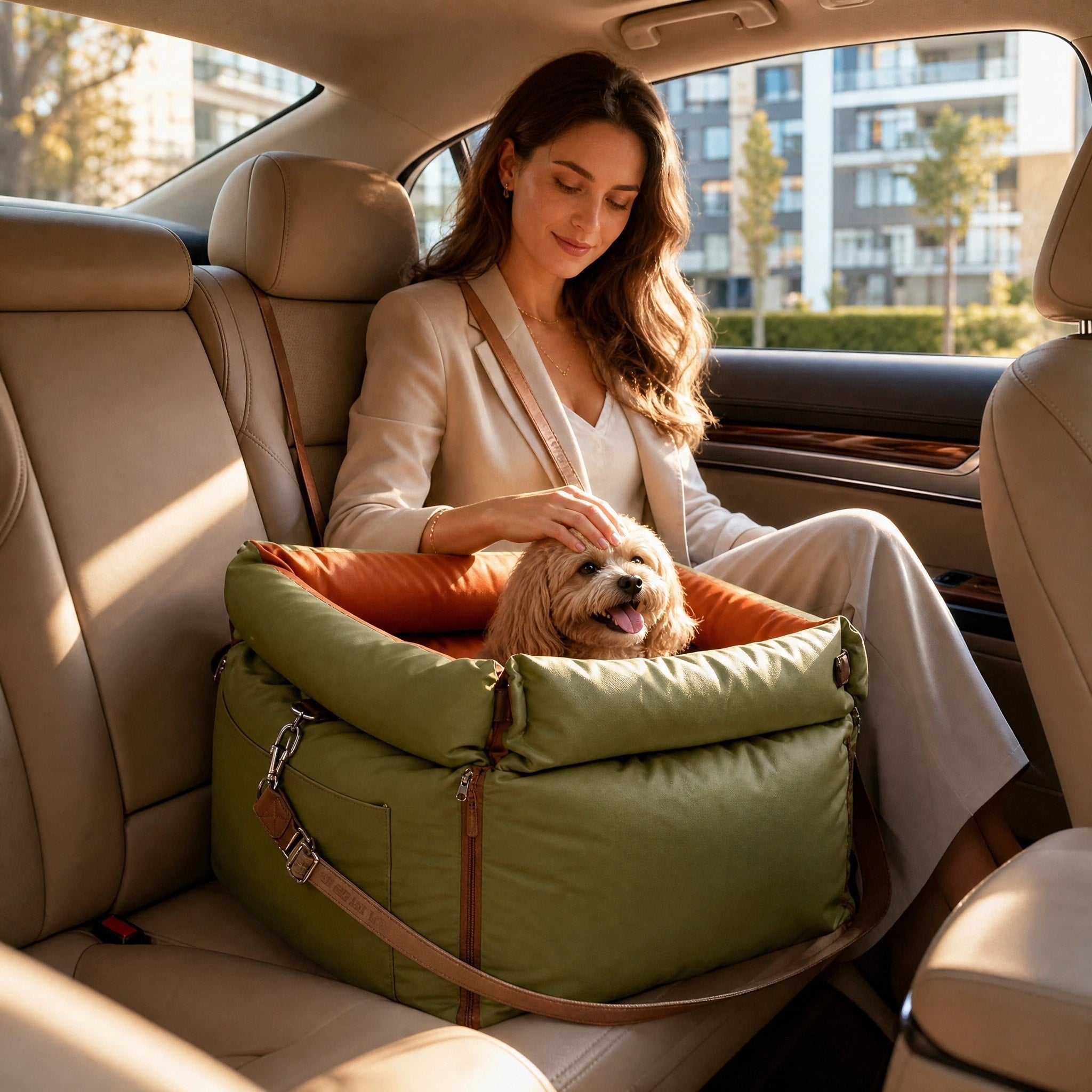Siège auto imperméable pour chien avec système LATCH, laisse de sécurité et lit de voyage extensible