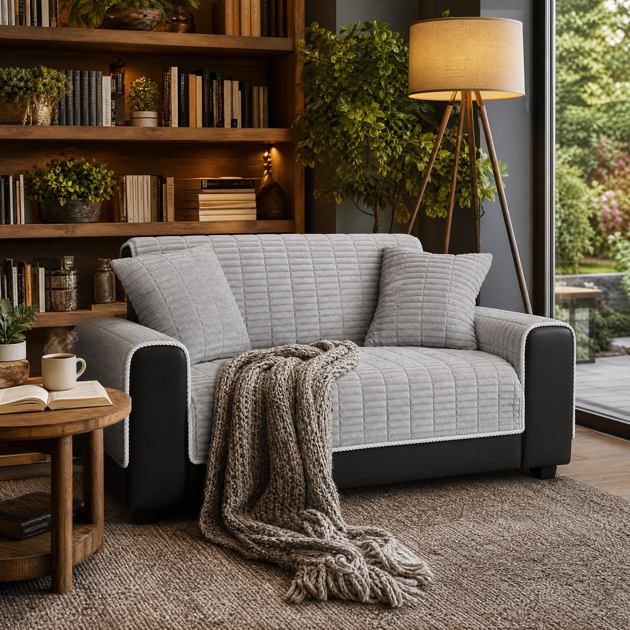 Housse de canapé en flanelle imperméable avec dos antidérapant pour fauteuils inclinables et canapés