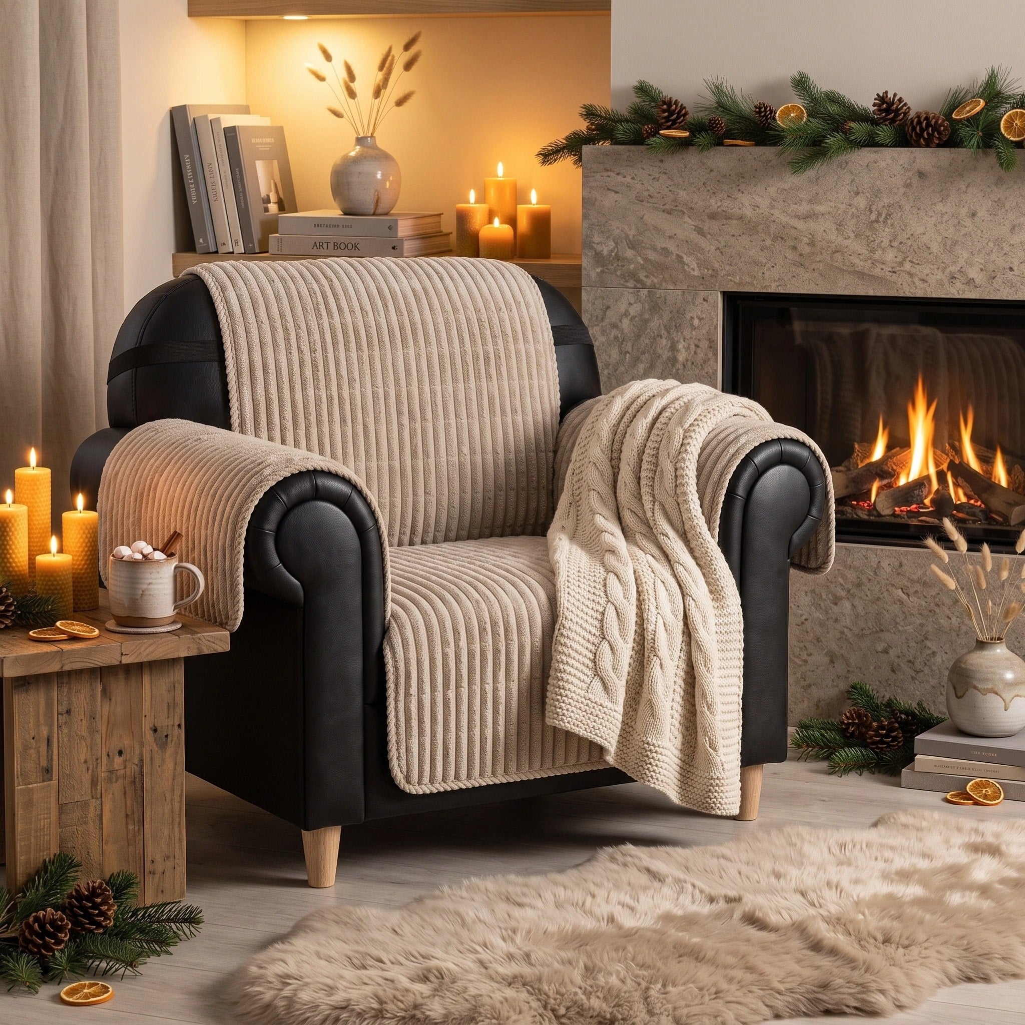 Housse de canapé en flanelle imperméable avec dos antidérapant pour fauteuils inclinables et canapés
