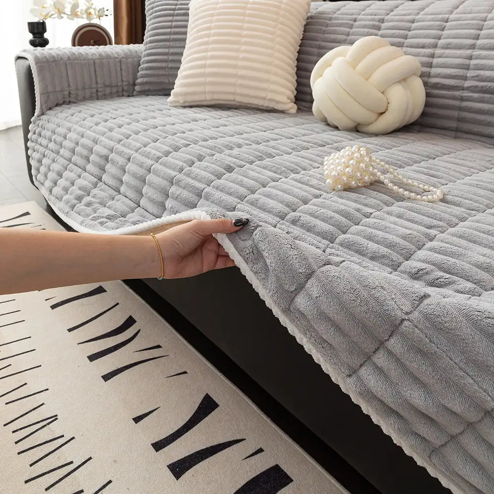 Housse de canapé en flanelle imperméable avec dos antidérapant et design lavable