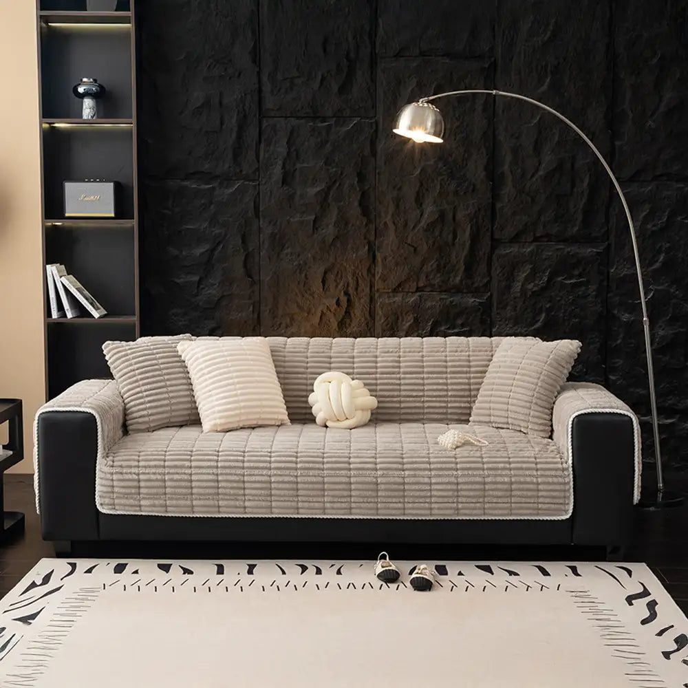 Housse de canapé en flanelle imperméable avec dos antidérapant et design lavable