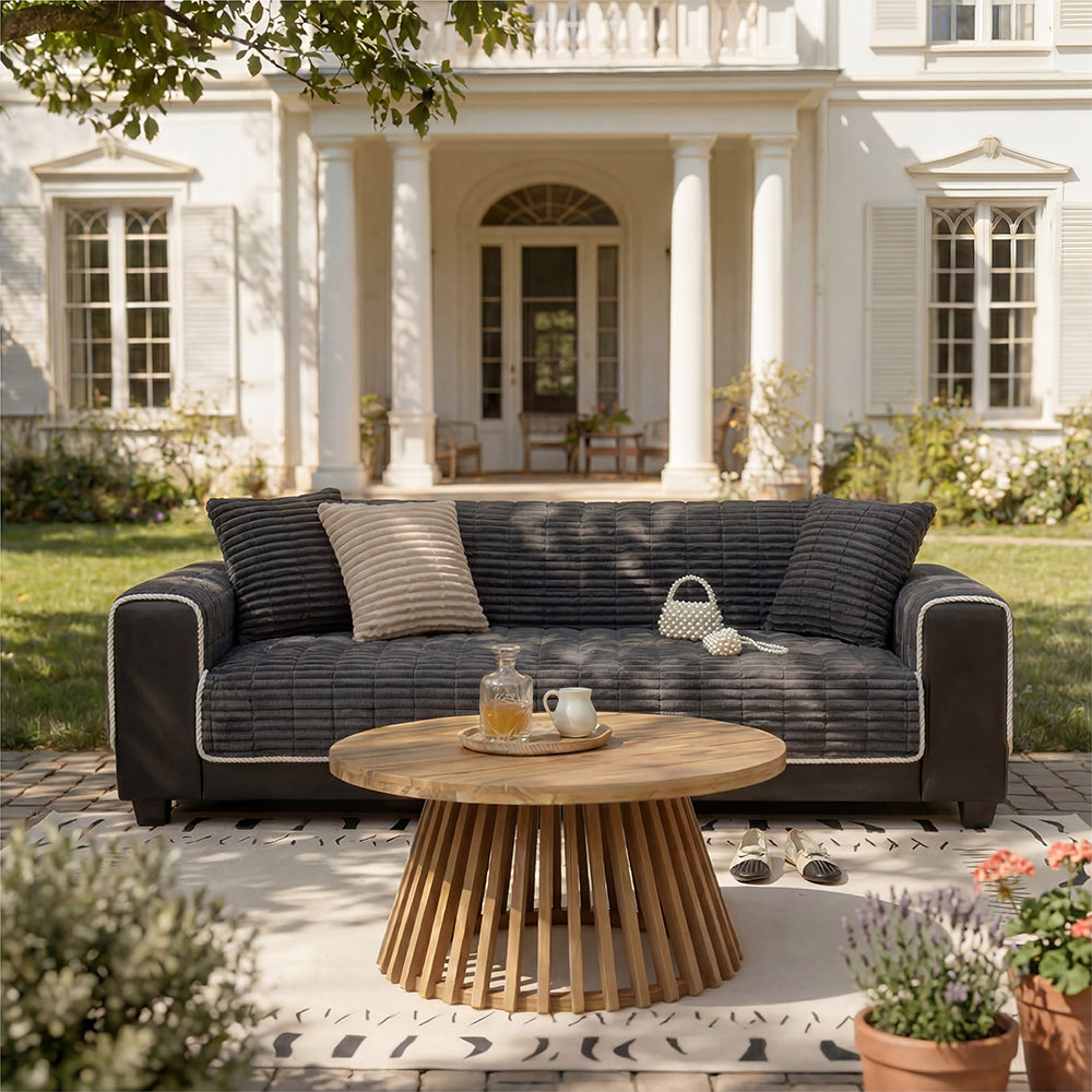 Housse de canapé en flanelle imperméable avec dos antidérapant et design lavable