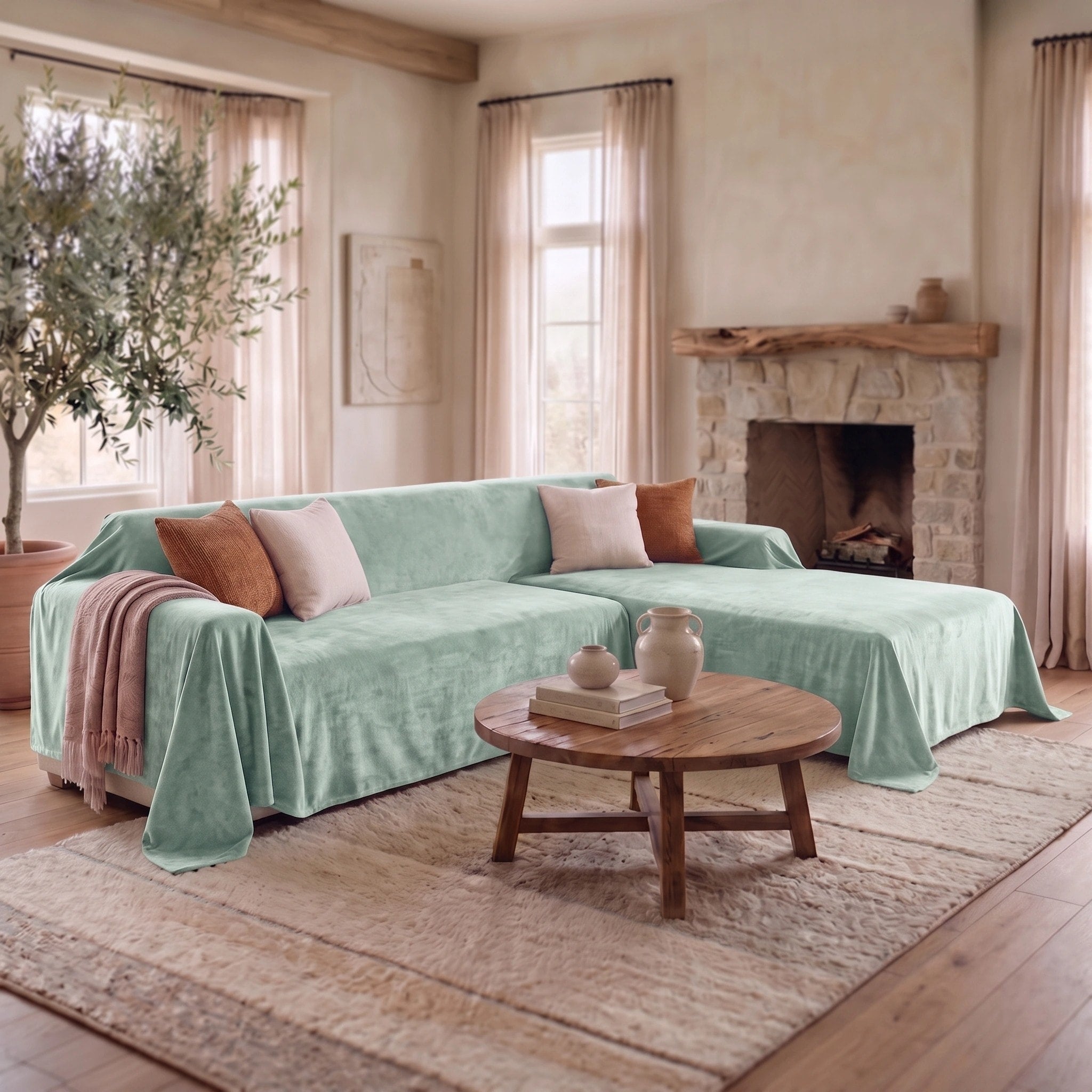 Waterproof Sofa Cover with Non-Slip Bottom for Pets and Sectional Sofas