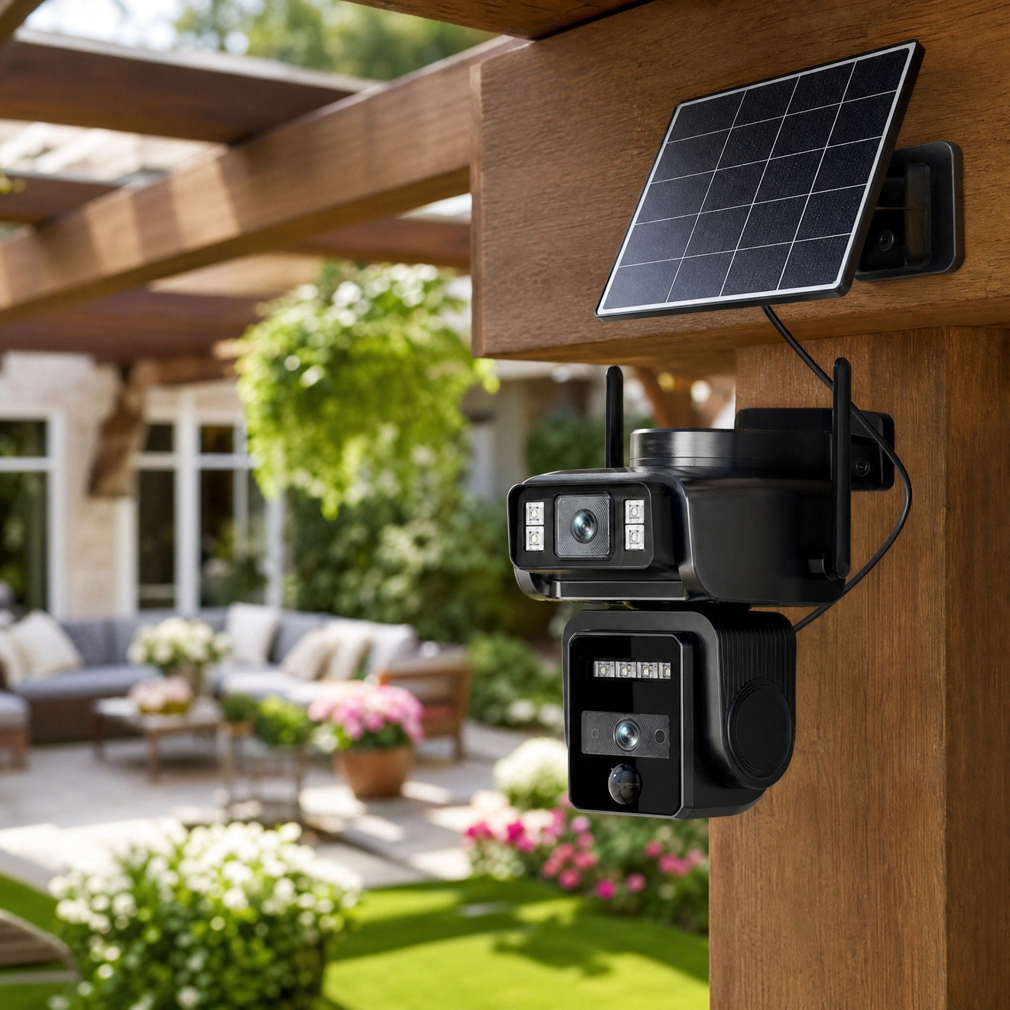Wireless Outdoor Security Camera with Solar Panel and Auto Tracking
