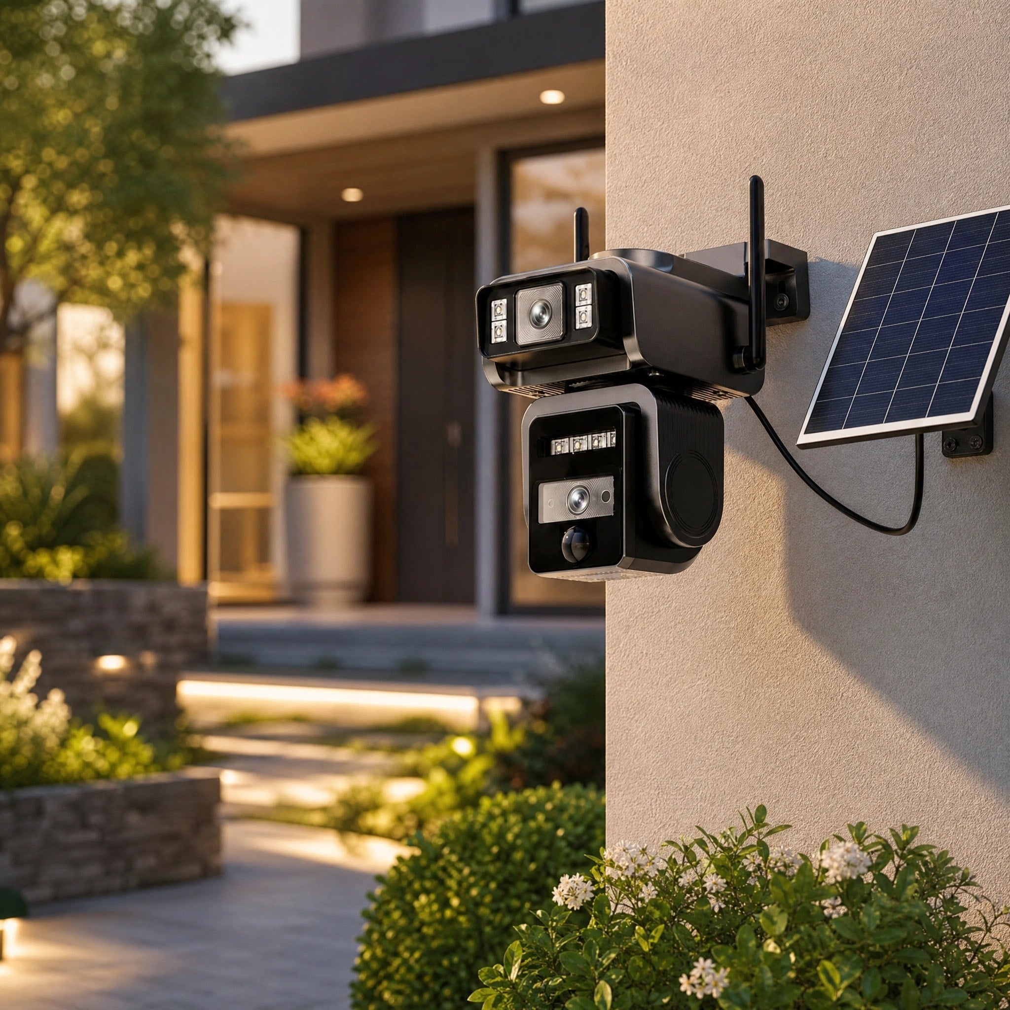 Wireless Outdoor Security Camera with Solar Panel and Auto Tracking