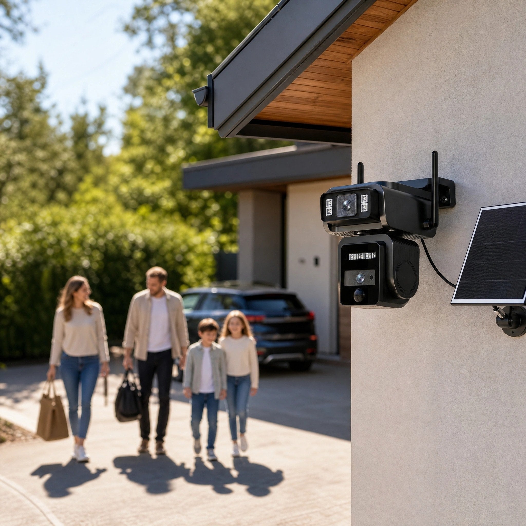 Wireless Outdoor Security Camera with Solar Panel and Auto Tracking