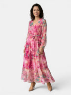 Womens Abstract Floral Maxi Dress | Elegant Long Sleeve Wrap Dress for All Seasons 2