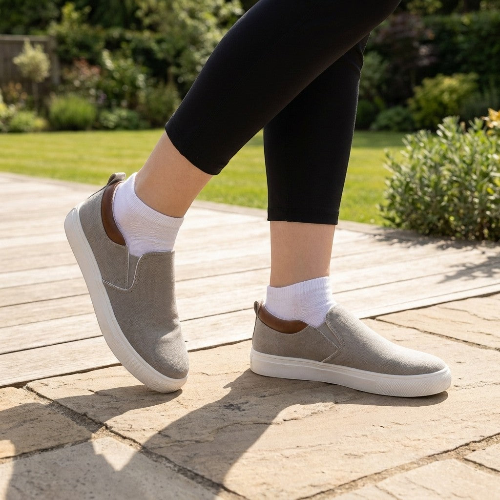 Womens Breathable Fabric Slip-On Sneakers | Comfortable Casual Everyday Shoes 1