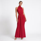 Vestido maxi de mujer con cuello halter chic | Elegante vestido bodycon sin espalda para ocasiones formales