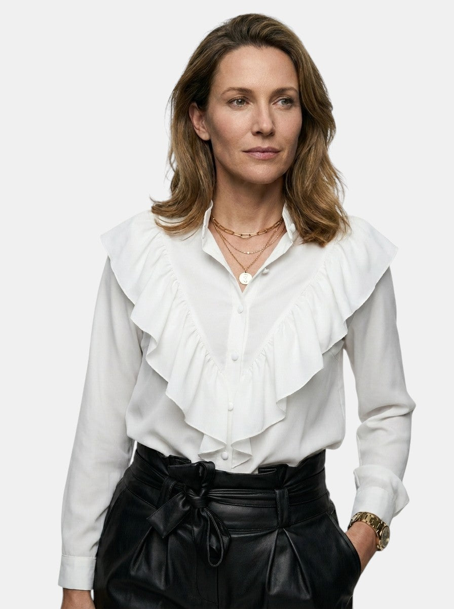 Blusa da donna chic a maniche lunghe con stampa leopardata | Design elegante a pois per tutte le stagioni