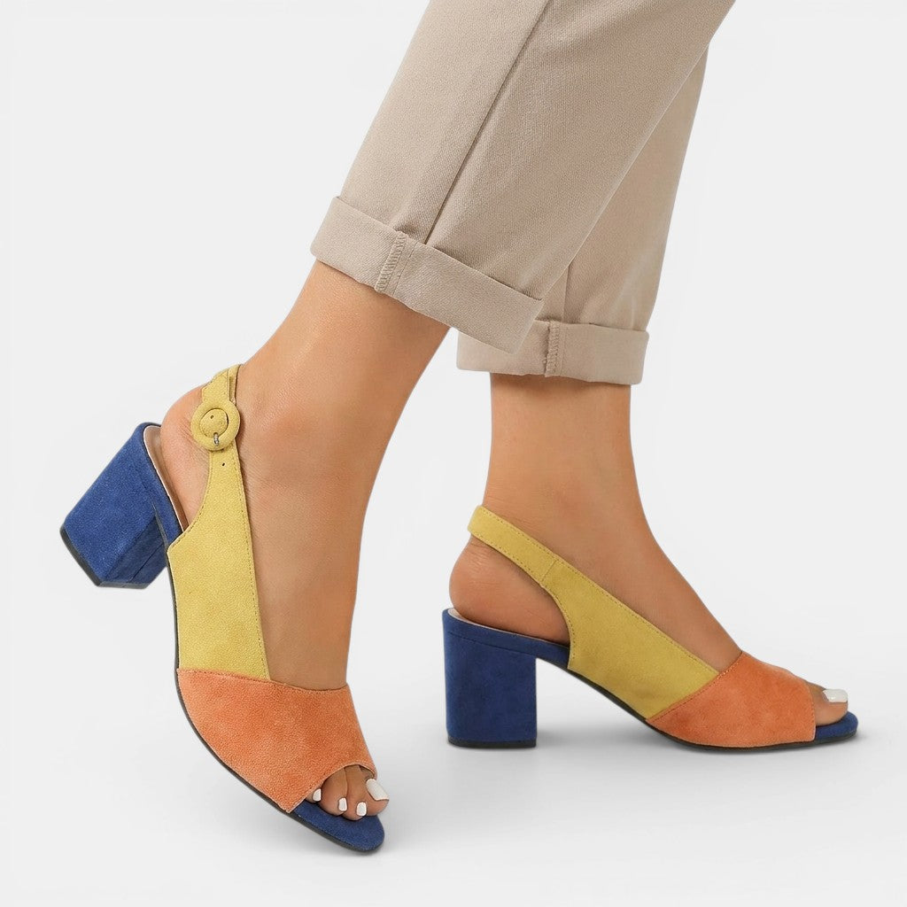 Women's Colourblock Slingback Heels | Stylish Adjustable Dress Sandals