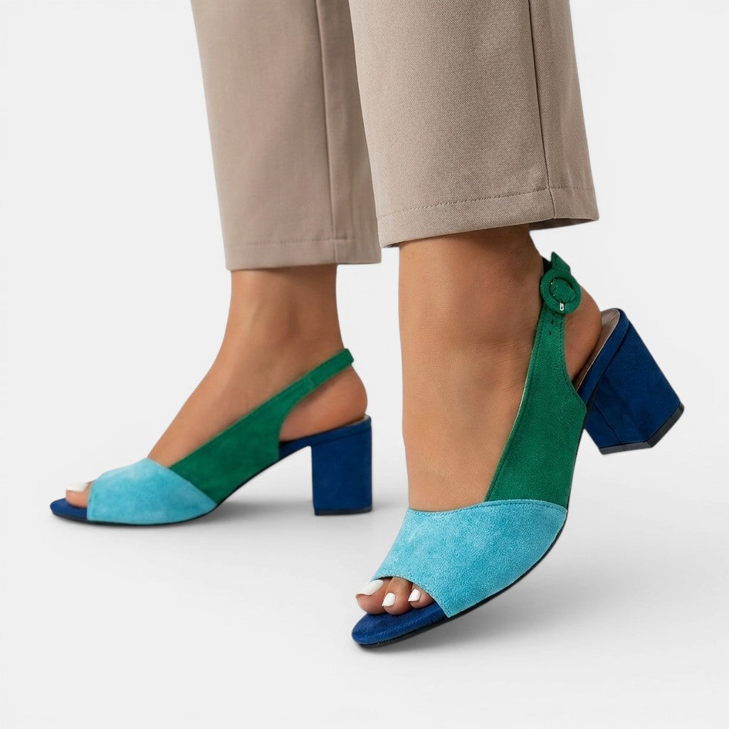 Women's Colourblock Slingback Heels | Stylish Adjustable Dress Sandals