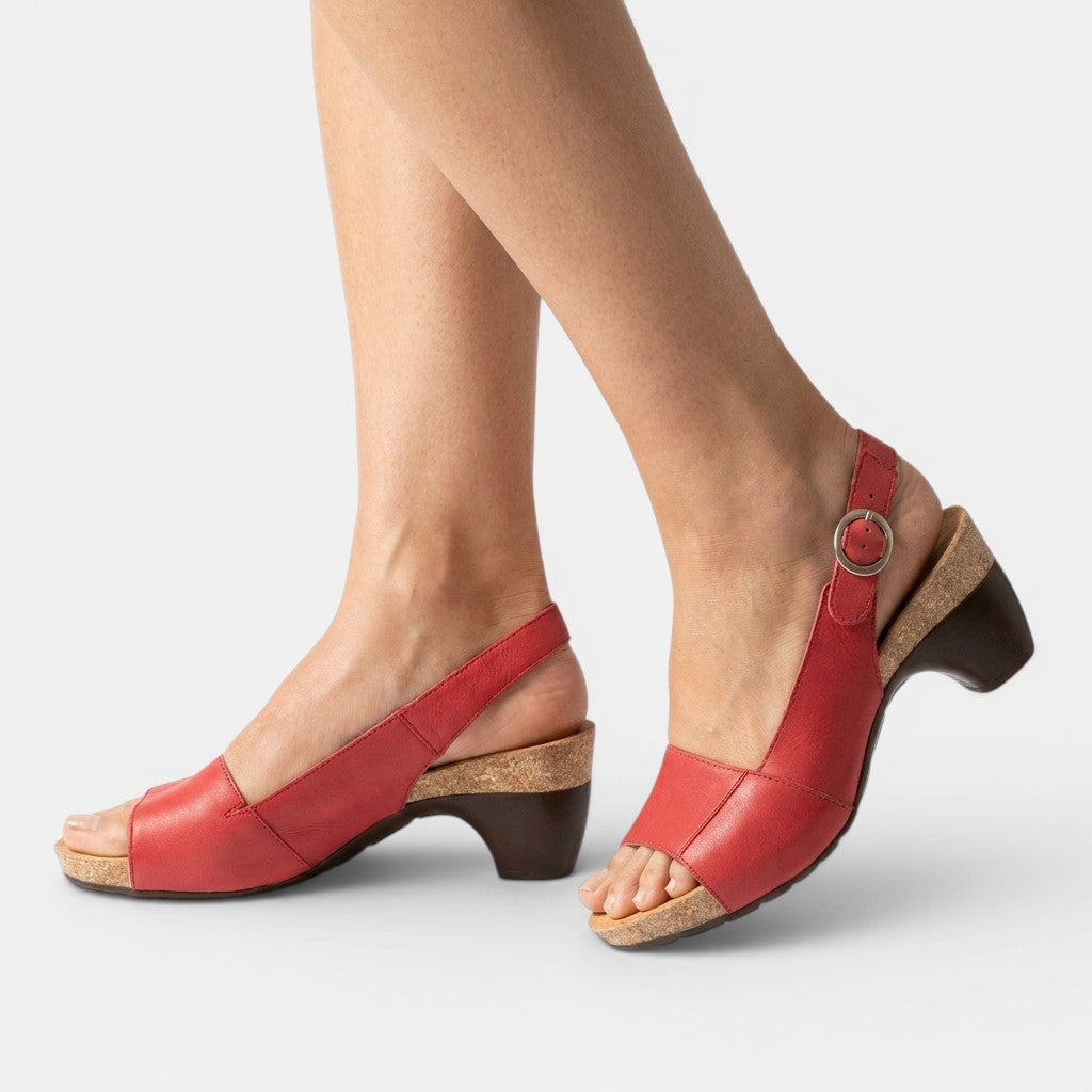 Sandali comodi con tacco largo da donna | Eleganti scarpe slingback con punta aperta