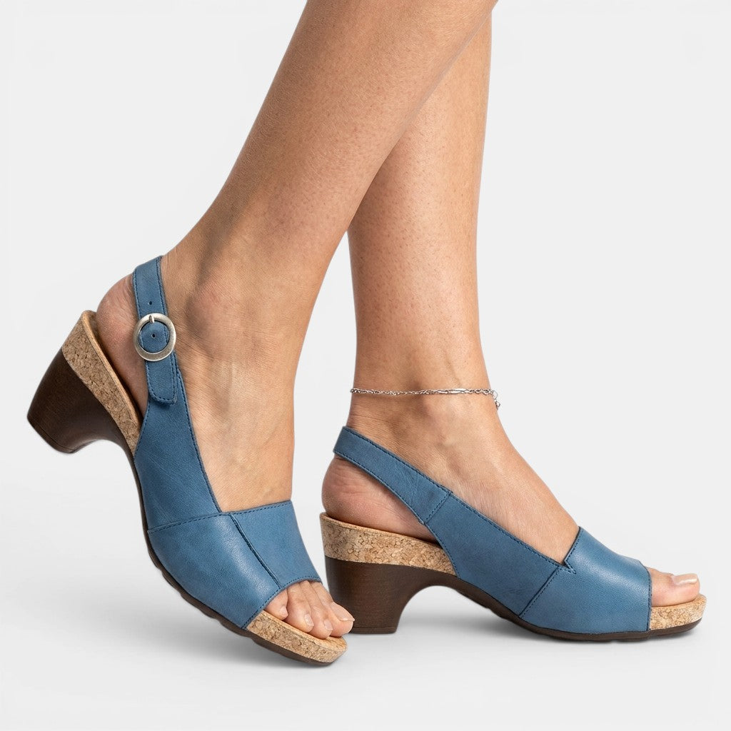 Sandali comodi con tacco largo da donna | Eleganti scarpe slingback con punta aperta