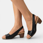 Womens Comfortable Block Heel Sandals | Elegant Peep-Toe Slingback Shoes 4