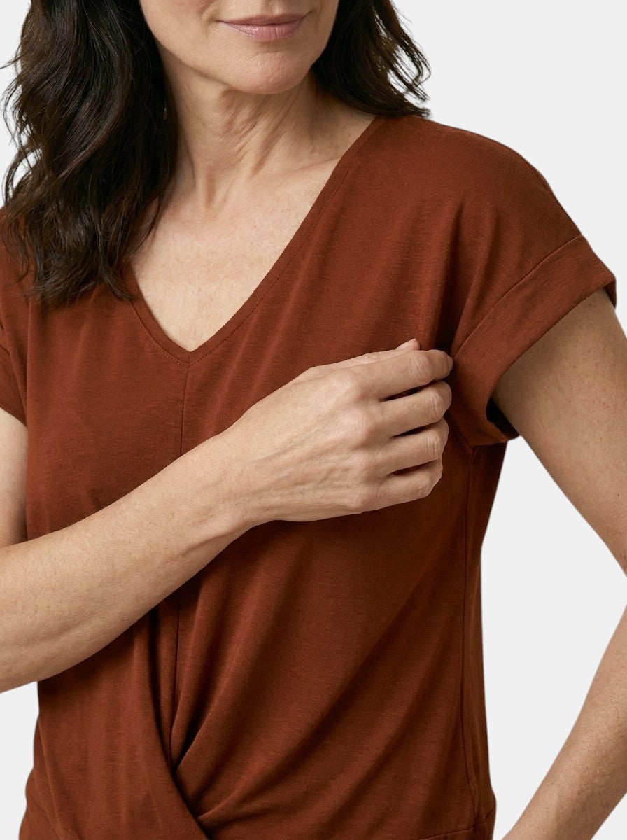 Womens Comfortable Cotton Blend Top | Stylish V-Neck Twist-Front Going Out Top 5