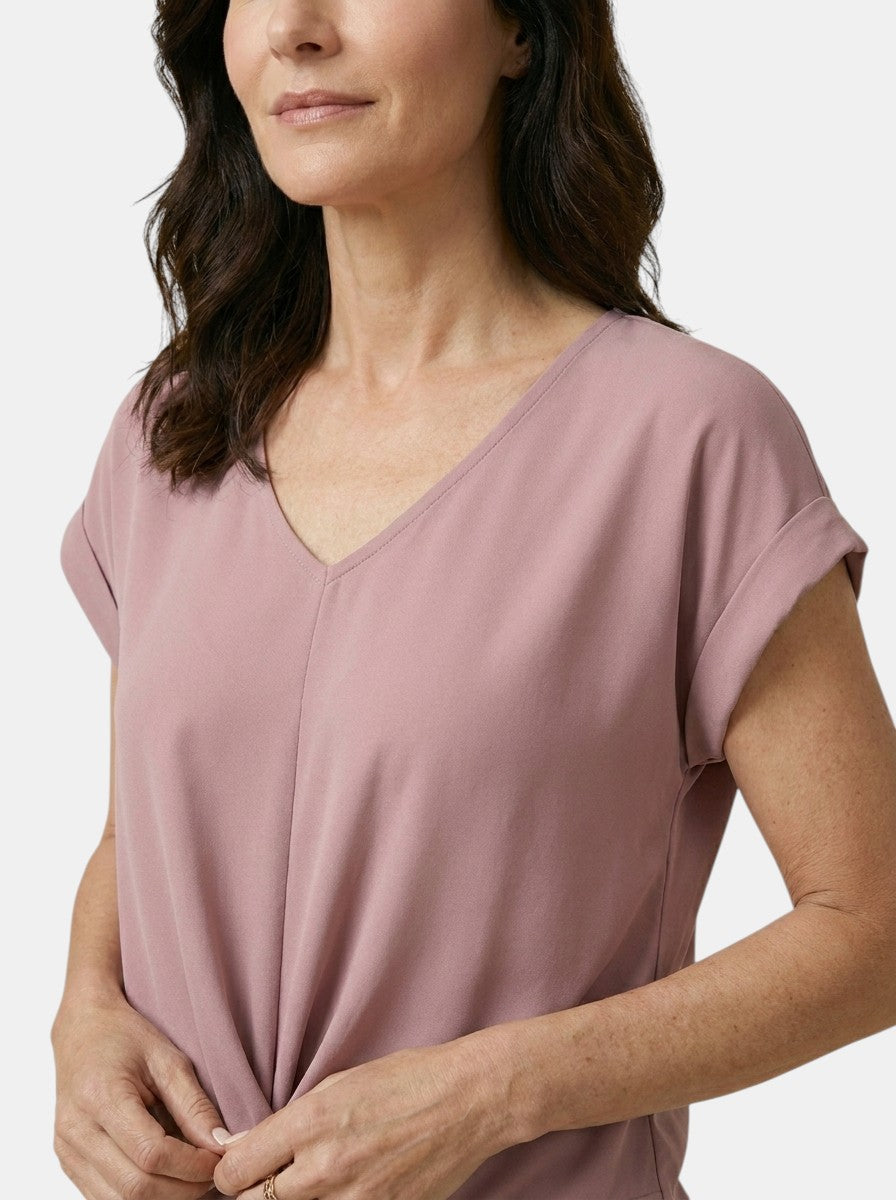 Womens Comfortable Cotton Blend Top | Stylish V-Neck Twist-Front Going Out Top 7