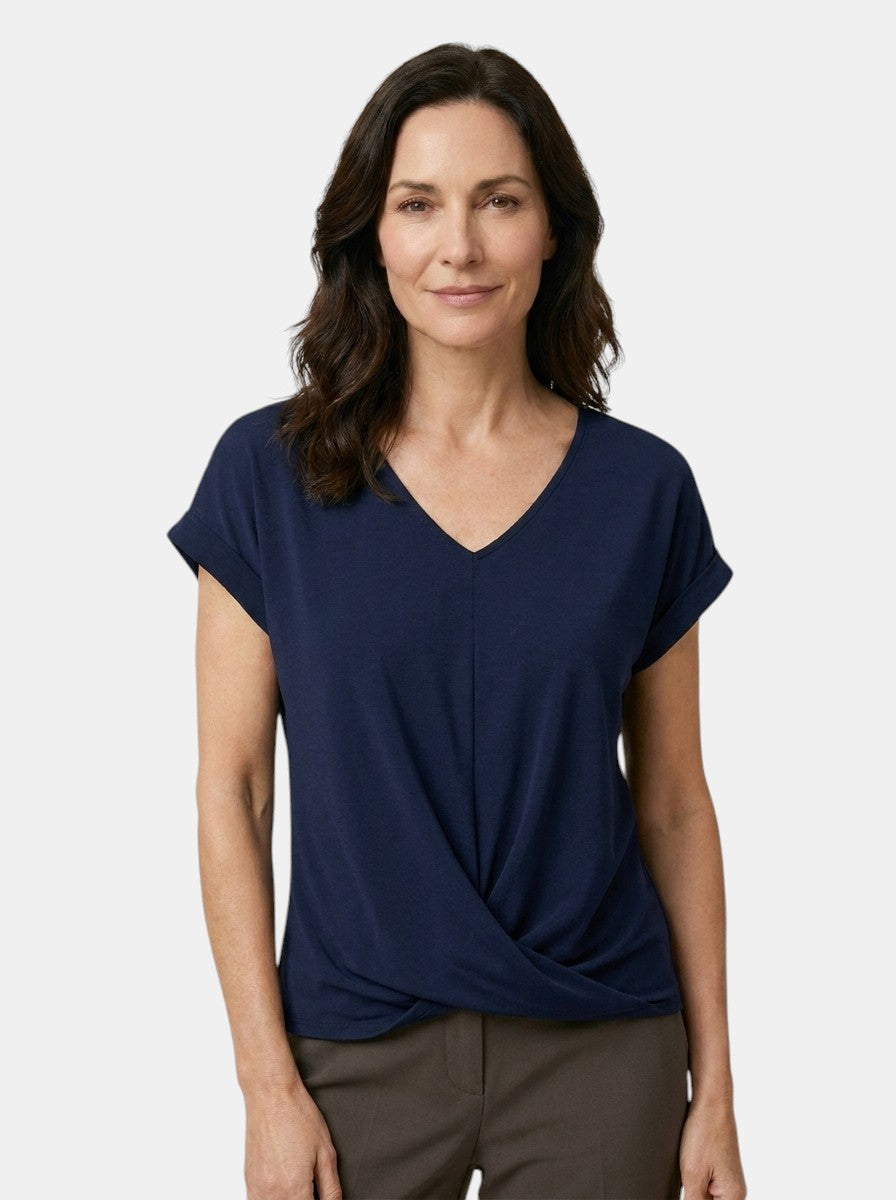Womens Comfortable Cotton Blend Top | Stylish V-Neck Twist-Front Going Out Top 8