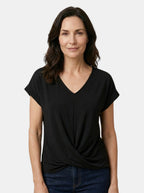 Womens Comfortable Cotton Blend Top | Stylish V-Neck Twist-Front Going Out Top 2