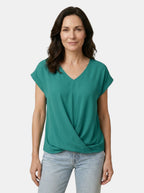 Womens Comfortable Cotton Blend Top | Stylish V-Neck Twist-Front Going Out Top 12