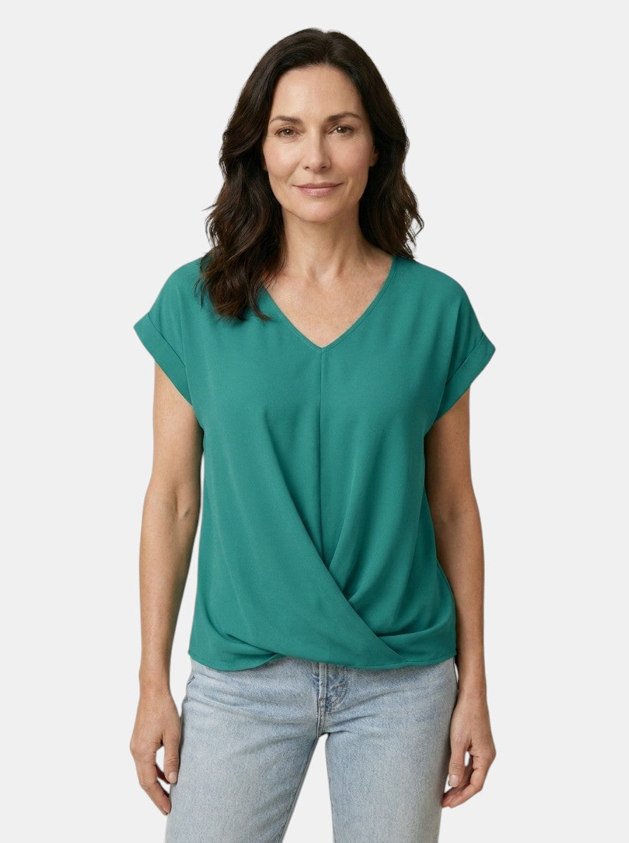 Womens Comfortable Cotton Blend Top | Stylish V-Neck Twist-Front Going Out Top 12