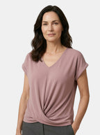 Womens Comfortable Cotton Blend Top | Stylish V-Neck Twist-Front Going Out Top 6