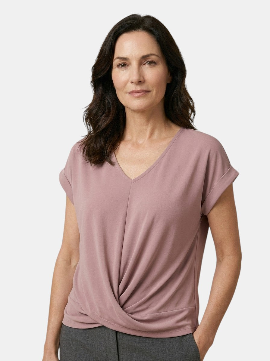 Womens Comfortable Cotton Blend Top | Stylish V-Neck Twist-Front Going Out Top 6