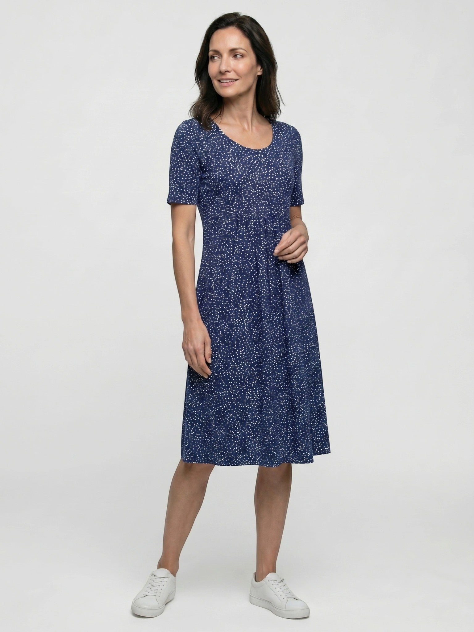 Abito midi da donna in cotone con stampa floreale | Stile estivo leggero a linea ad A