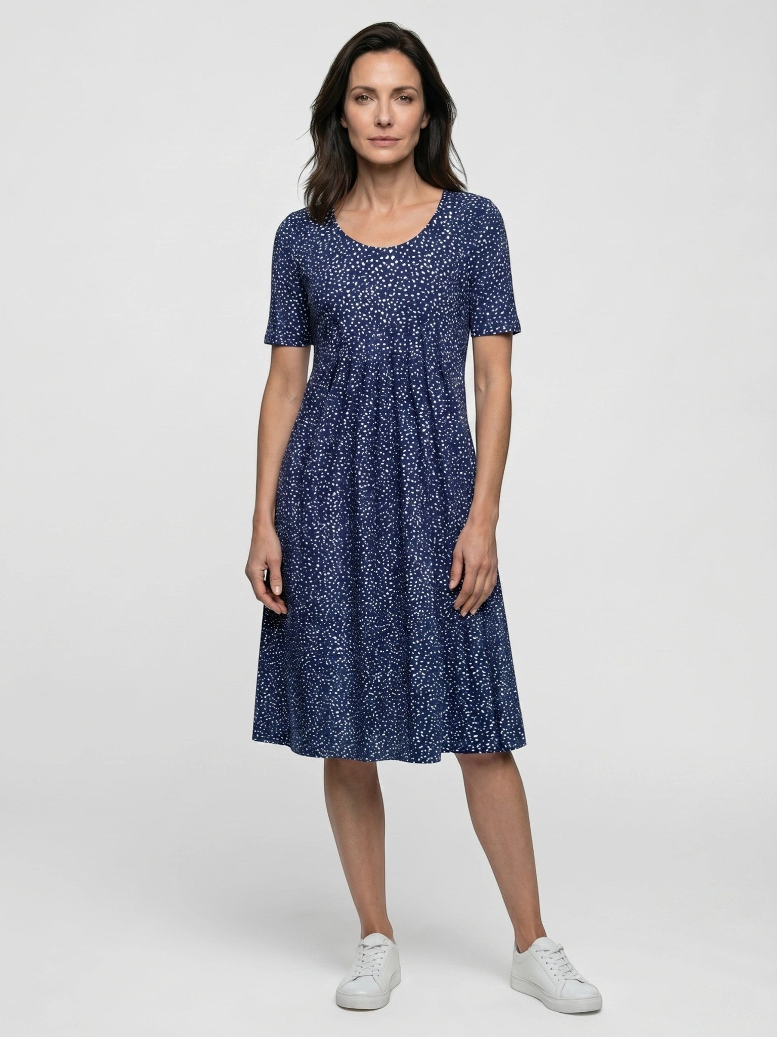 Abito midi da donna in cotone con stampa floreale | Stile estivo leggero a linea ad A