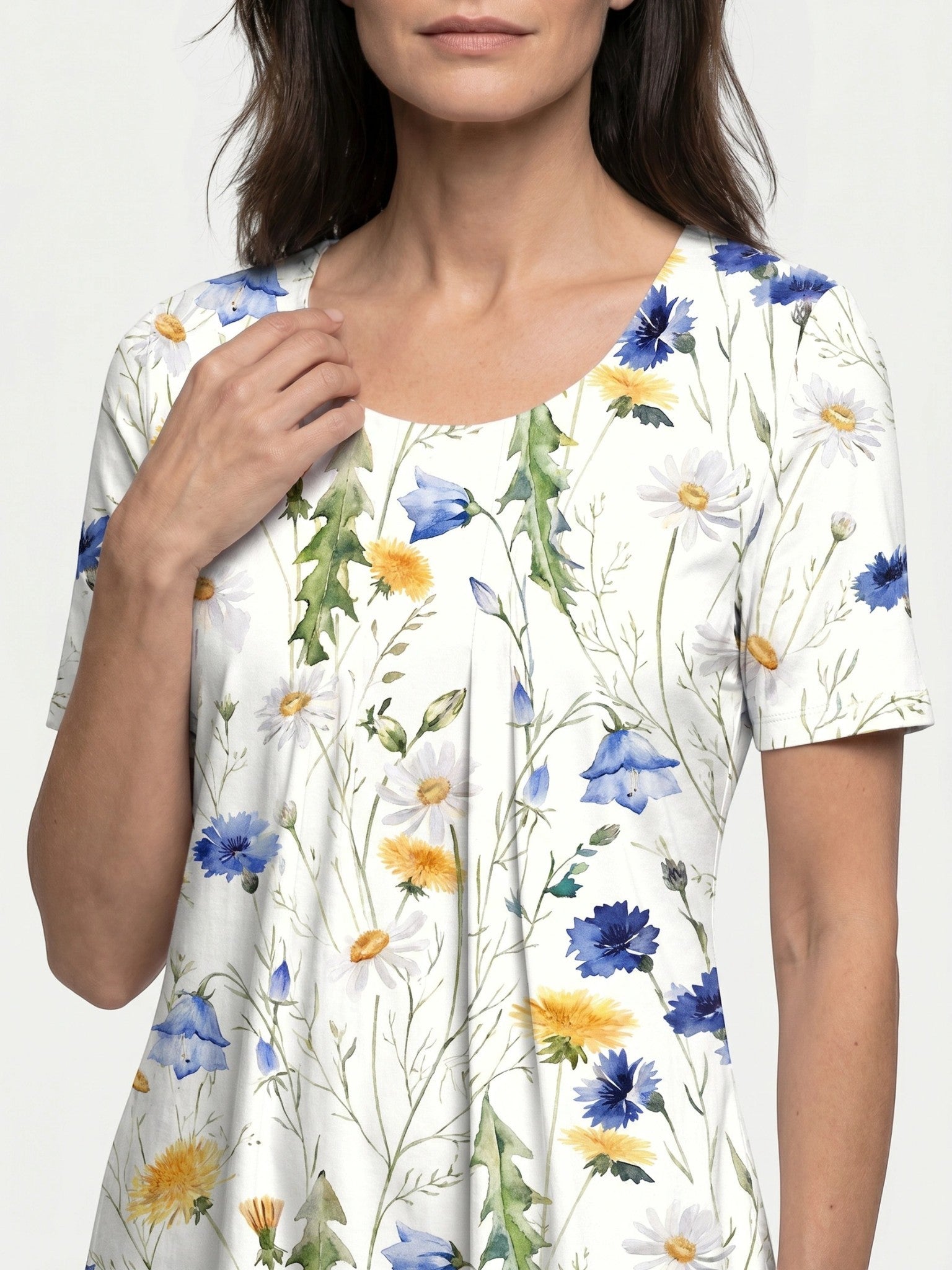 Abito midi da donna in cotone con stampa floreale | Stile estivo leggero a linea ad A