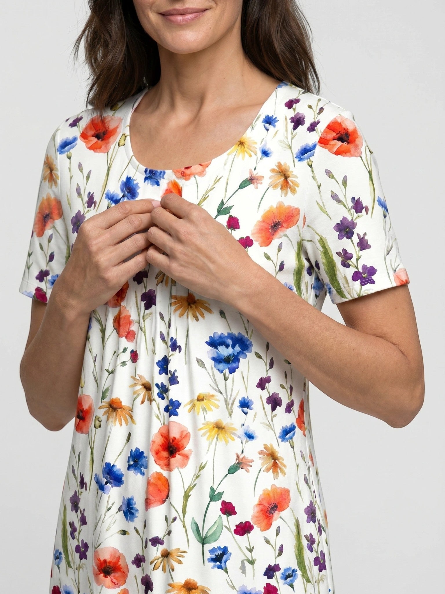Abito midi da donna in cotone con stampa floreale | Stile estivo leggero a linea ad A