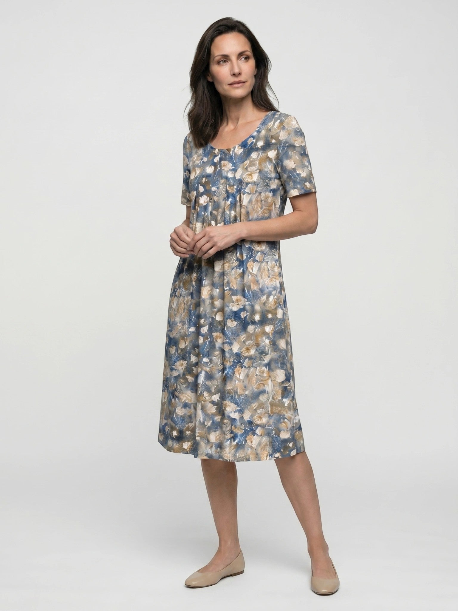 Abito midi da donna in cotone con stampa floreale | Stile estivo leggero a linea ad A