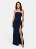 Women's Draped Fabric Maxi Dress | Structured Strapless Evening Gown