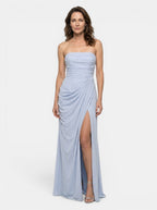Women's Draped Fabric Maxi Dress | Structured Strapless Evening Gown