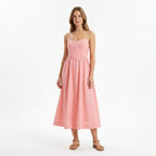 Womens Elegant A-Line Midi Dress | Structured Bodice with Slim Straps 7