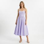 Womens Elegant A-Line Midi Dress | Structured Bodice with Slim Straps 5