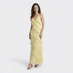 Womens Elegant Chiffon Maxi Dress | Halter Neck Tiered Ruffle Summer Gown 3