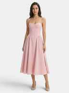 Women's Elegant Corset Midi Dress | Structured A-Line Cocktail Dress for Formal Events
